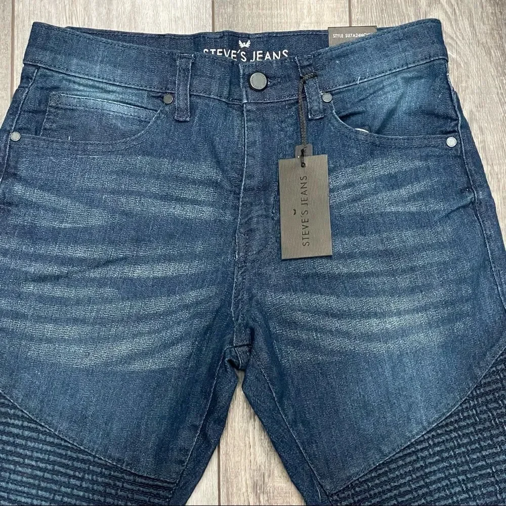 NWT Steve’s Jeans Moto Skinny Jeans Dark Wash Color Is Called Charles Size 16